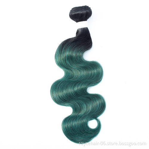 High quality  10A Mink Brazilian Virgin Hair Body Wave  Bundles Ombre Colors Human hair Body wave Curly bundles  1B Green
